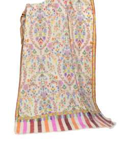 Nadyne Pashmina Shawl - Cream with Overall embroidery