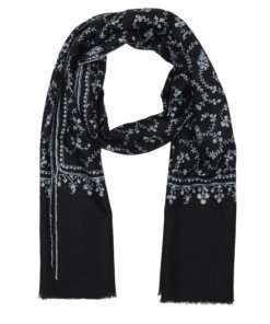 Nilofour Pashmina Shawl - Black with embroidery