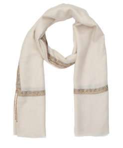 Nilofour Pashmina Shawl - Off White with Border